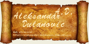 Aleksandar Dulanović vizit kartica